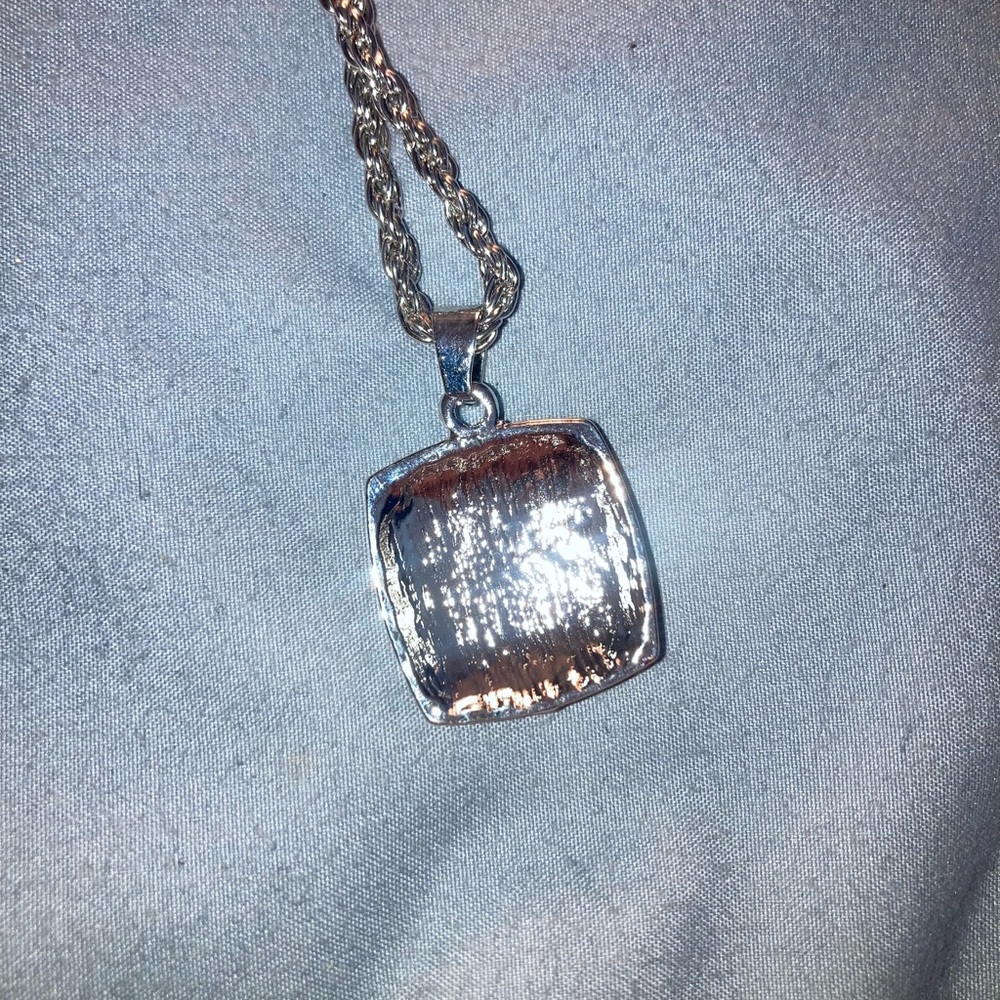 Dallas Cowboys Silver Crystal Square Pendant Necklace - White - Picture 3 of 3